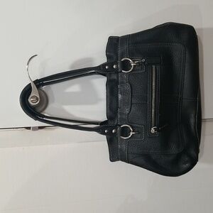 Coach Black Pebbled Leather Hand Bag Medium